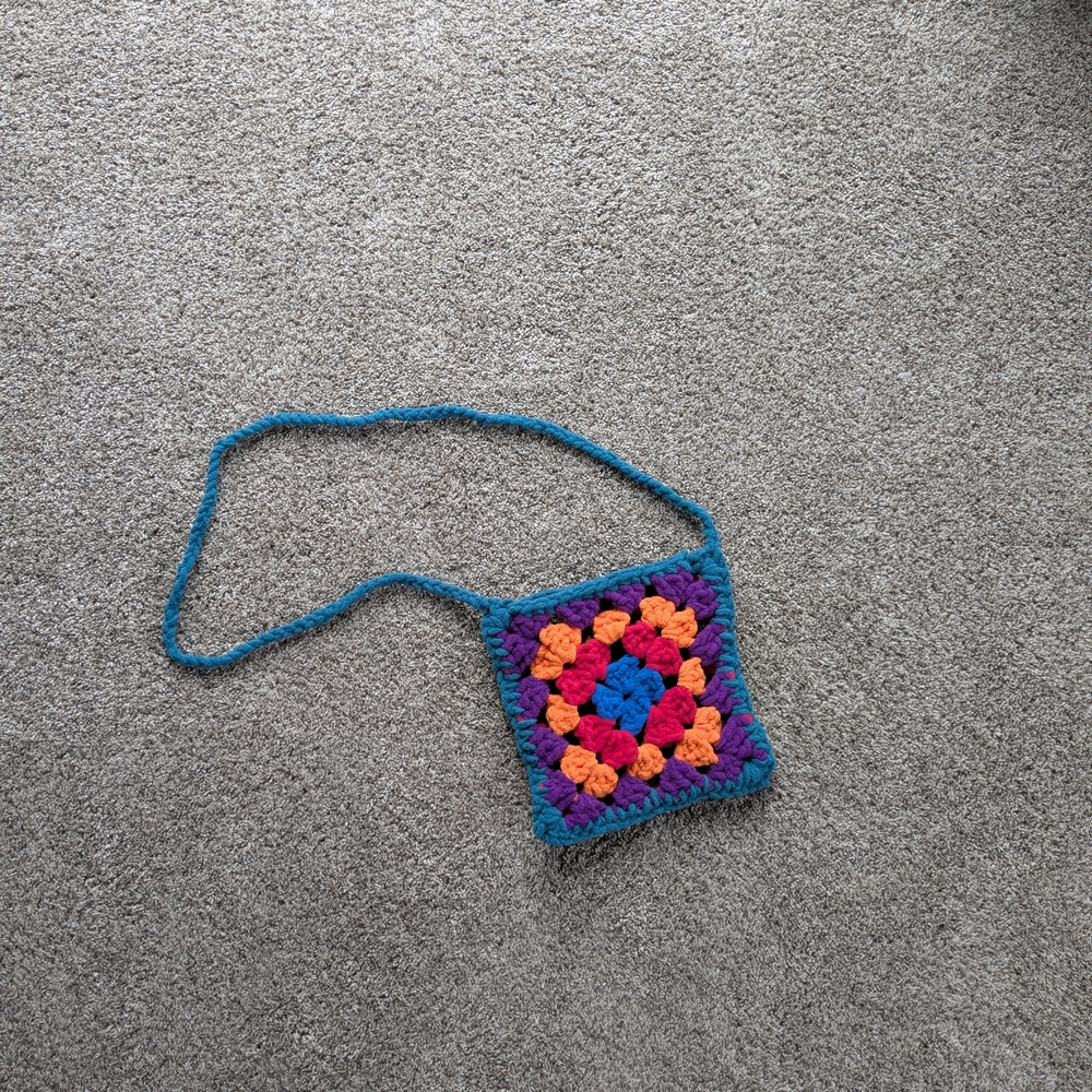Colorful Handmade Crochet Granny Square Bag